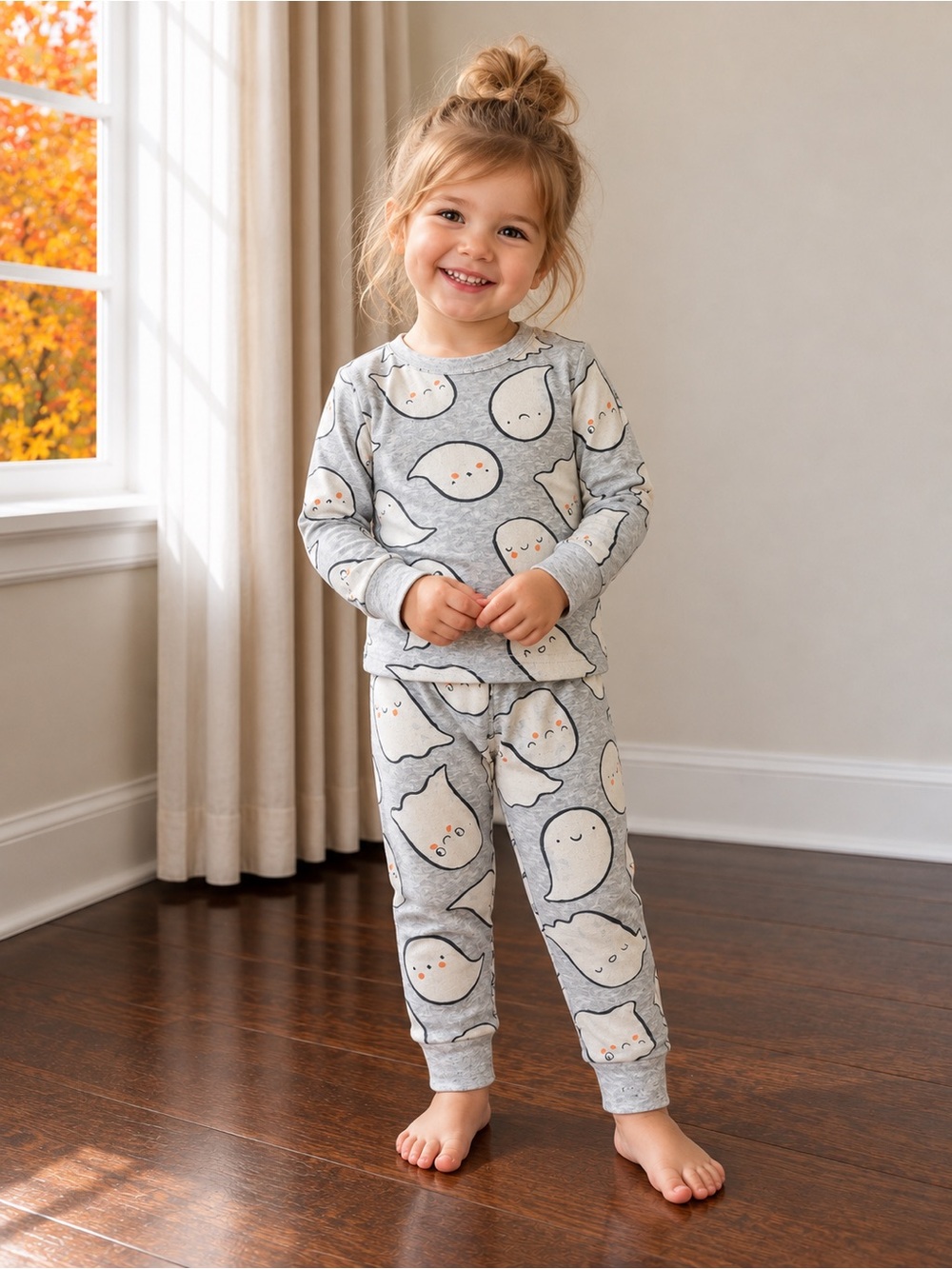 Carter's Gray Ghost Print Two-Piece Pajama Set - Picture 2 of 2
